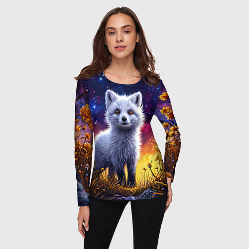 Женский лонгслив Песец в звездную ночь / 3D-принт – фото 3