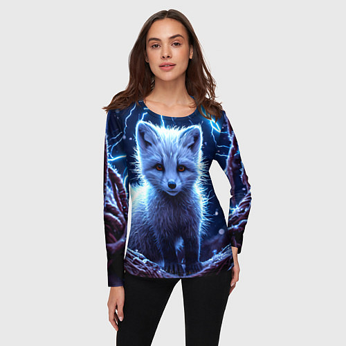 Женский лонгслив Песец в разрядах молний / 3D-принт – фото 3