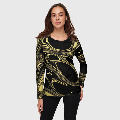 Женский лонгслив Разводы в виде кругов и линий - текстура / 3D-принт – фото 3