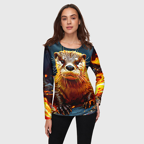 Женский лонгслив Выдра в огне / 3D-принт – фото 3