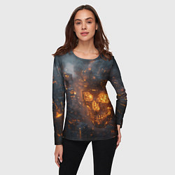 Лонгслив женский Череп - огонь, цвет: 3D-принт — фото 2