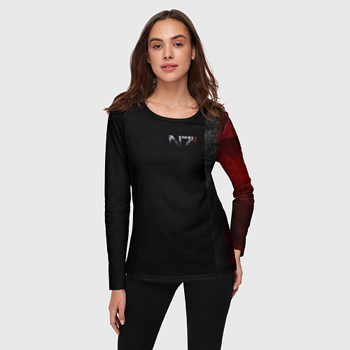 Женский лонгслив Shepard N7 - темный / 3D-принт – фото 3