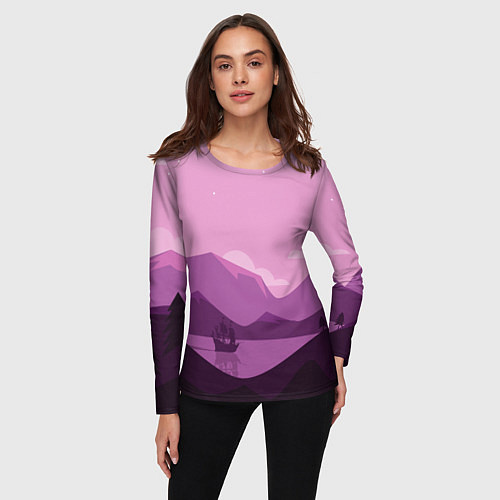 Женский лонгслив Горное озеро / 3D-принт – фото 3