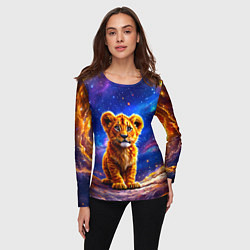 Лонгслив женский Львенок в звездную ночь, цвет: 3D-принт — фото 2