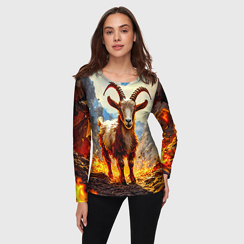 Женский лонгслив Козел в огне / 3D-принт – фото 3