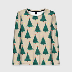 Лонгслив женский Новогодняя ель, цвет: 3D-принт