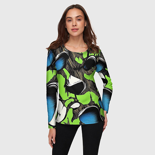 Женский лонгслив Объемный камуфляж из слоев / 3D-принт – фото 3
