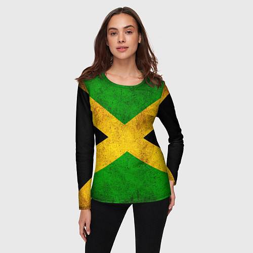 Женский лонгслив Jamaica flag / 3D-принт – фото 3
