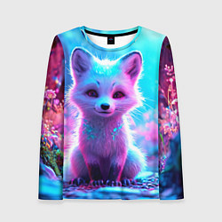 Лонгслив женский Песец в неоновом свете, цвет: 3D-принт