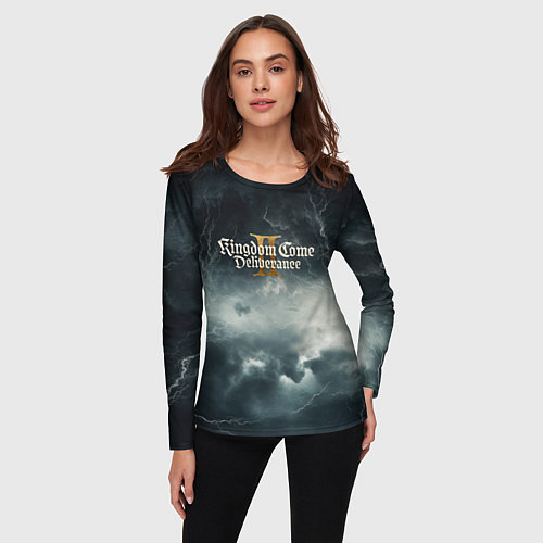Женский лонгслив Kingdom Come Deliverance 2 мрачный фон / 3D-принт – фото 3
