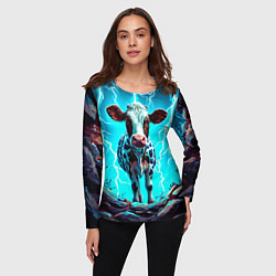 Лонгслив женский Корова в разрядах молнии, цвет: 3D-принт — фото 2