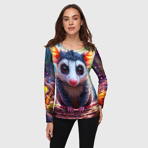 Женский лонгслив Опоссум в лесу / 3D-принт – фото 3
