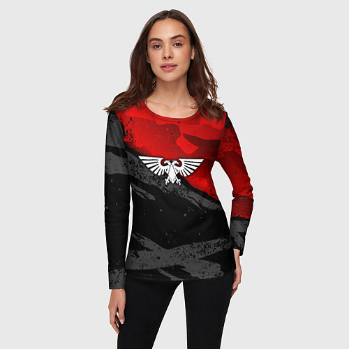 Женский лонгслив Вархаммер - аквила красный / 3D-принт – фото 3