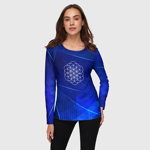 Женский лонгслив Coldplay blue poly / 3D-принт – фото 3