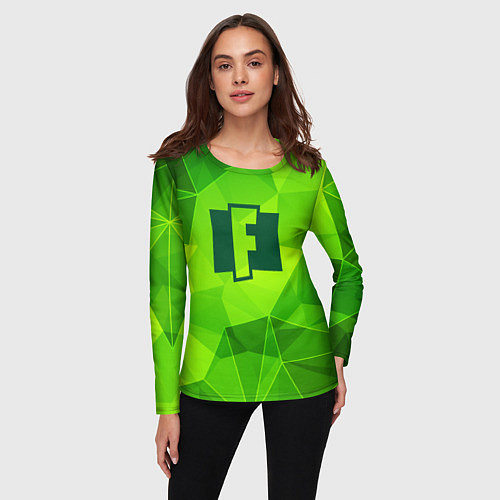 Женский лонгслив Fortnite green poly / 3D-принт – фото 3