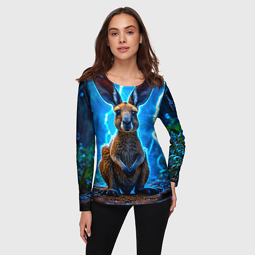 Женский лонгслив Кенгуру в разрядах молнии / 3D-принт – фото 3