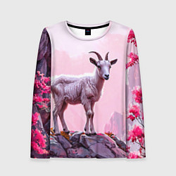 Лонгслив женский Козлик в розовом свете, цвет: 3D-принт