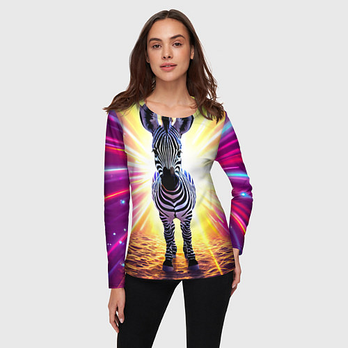 Женский лонгслив Зебра в ярких лучах / 3D-принт – фото 3