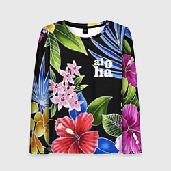 Лонгслив женский Tropical flowers - aloha, цвет: 3D-принт