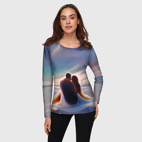Женский лонгслив Влюбленные на рассвете / 3D-принт – фото 3