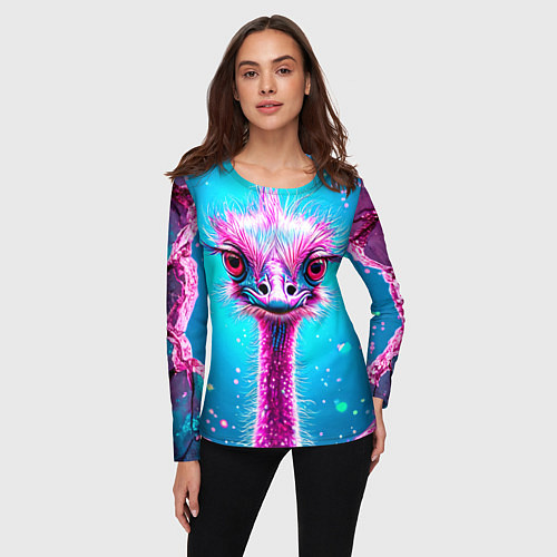 Женский лонгслив Страусиная голова / 3D-принт – фото 3