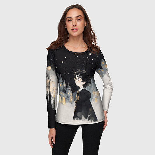 Женский лонгслив Гарри Поттер в черной мантии / 3D-принт – фото 3