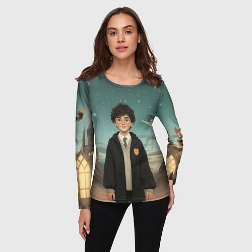 Женский лонгслив Гарри Поттер и белая сова / 3D-принт – фото 3