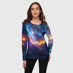 Лонгслив женский Космическая молния текстура, цвет: 3D-принт — фото 2