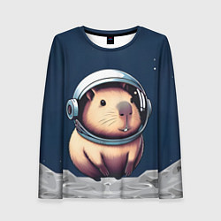 Женский лонгслив Капибара космонавт в космосе