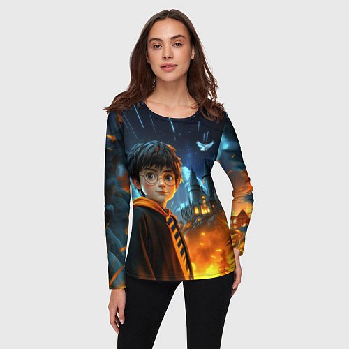 Женский лонгслив Гарри Поттер замок в небе / 3D-принт – фото 3
