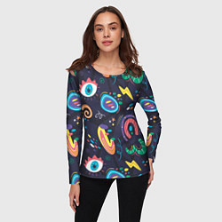 Лонгслив женский Космическая абстракция с глазами, цвет: 3D-принт — фото 2