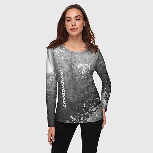 Женский лонгслив Lamborghini - grey gradient вертикально / 3D-принт – фото 3