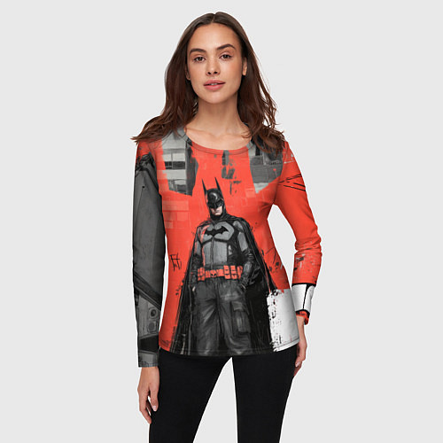 Женский лонгслив Бэтмен граффити на стене / 3D-принт – фото 3