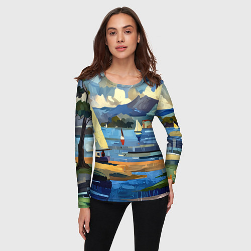 Женский лонгслив Средиземноморский пейзаж / 3D-принт – фото 3