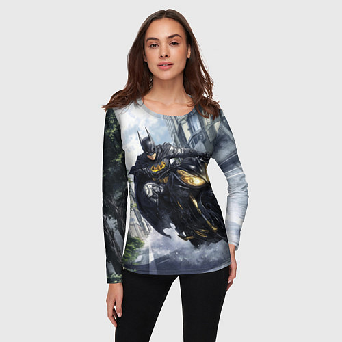 Женский лонгслив Бэтмен на мотоцикле / 3D-принт – фото 3