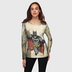 Лонгслив женский Бэтмен летит между домами, цвет: 3D-принт — фото 2