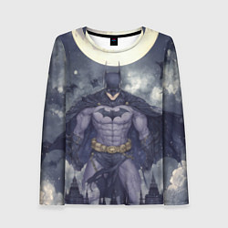 Лонгслив женский Бэтмен и полнолуние, цвет: 3D-принт
