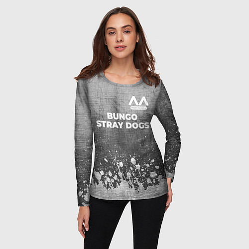 Женский лонгслив Bungo Stray Dogs - grey gradient посередине / 3D-принт – фото 3