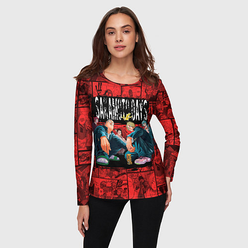 Женский лонгслив Дни сакамото герои / 3D-принт – фото 3