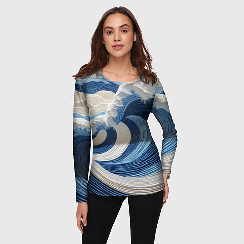 Женский лонгслив Волна из нитей / 3D-принт – фото 3
