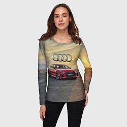 Лонгслив женский Audi RS 7 на закате солнца, цвет: 3D-принт — фото 2