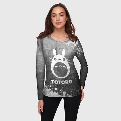 Женский лонгслив Totoro - grey gradient / 3D-принт – фото 3