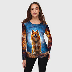 Лонгслив женский Финский лаппхунд в космосе, цвет: 3D-принт — фото 2