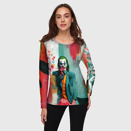 Женский лонгслив Джокер и стены в краске / 3D-принт – фото 3