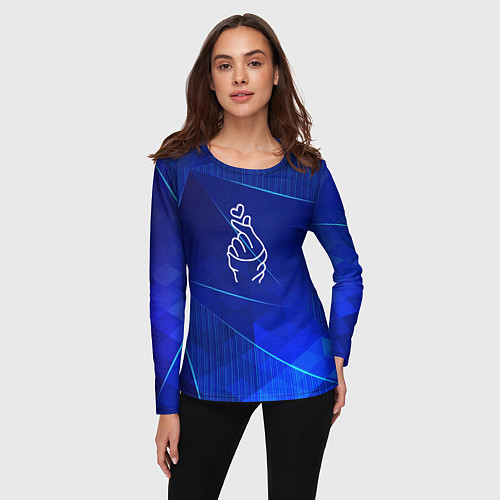 Женский лонгслив K Pop blue poly / 3D-принт – фото 3