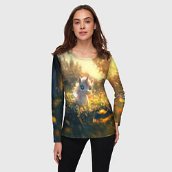 Лонгслив женский Белая маленькая единорожка, цвет: 3D-принт — фото 2