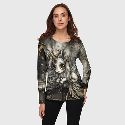 Женский лонгслив Мифическая единорожка / 3D-принт – фото 3