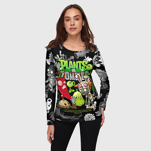 Женский лонгслив Растения против зомби персонажи / 3D-принт – фото 3