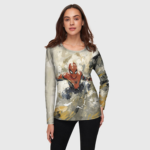 Женский лонгслив Человек - паук маслом / 3D-принт – фото 3