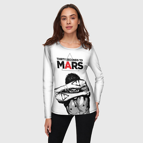 Женский лонгслив 30 Seconds to Mars - poster / 3D-принт – фото 3